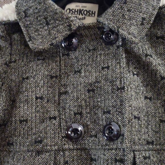 OshKosh B'Gosh girls 4 Navy hooded double breasted coat pockets bow accent - Picture 2 of 7